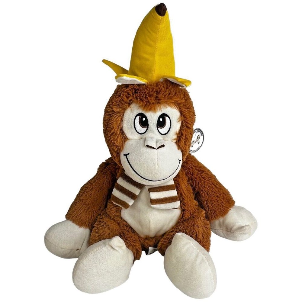 Carousel‎ Softtoys Marley Monkey Plush Banana Hat On Head Brown 18 Inch Vintage